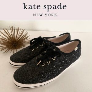Keds x Kate Spade New York Glitter Sneakers Sparkling Low Top Black • Sz 8